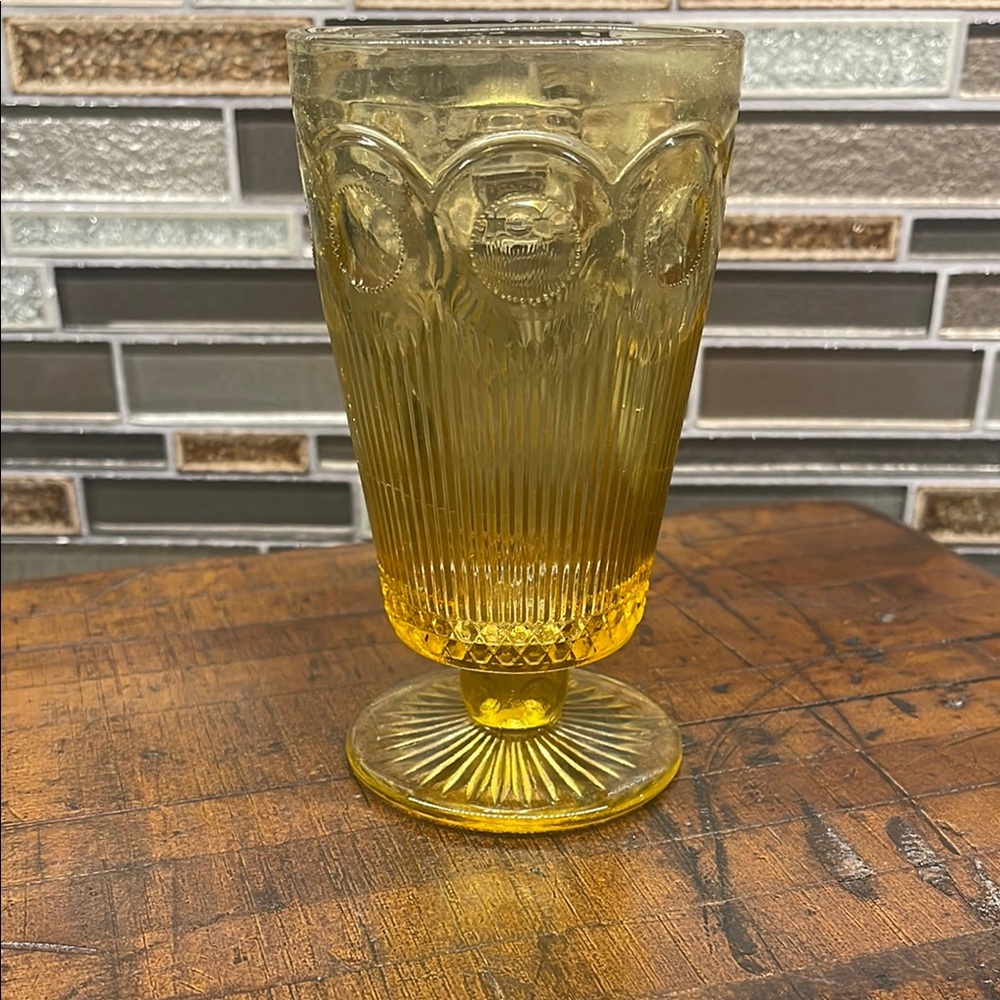 Vintage 1960s Bartlett Collins Amber Glass Goblet